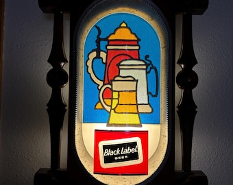2366 - Vintage Original Carling's BLACK LABEL Lighted Beer Stein Sign - Clean and in Great Condition!