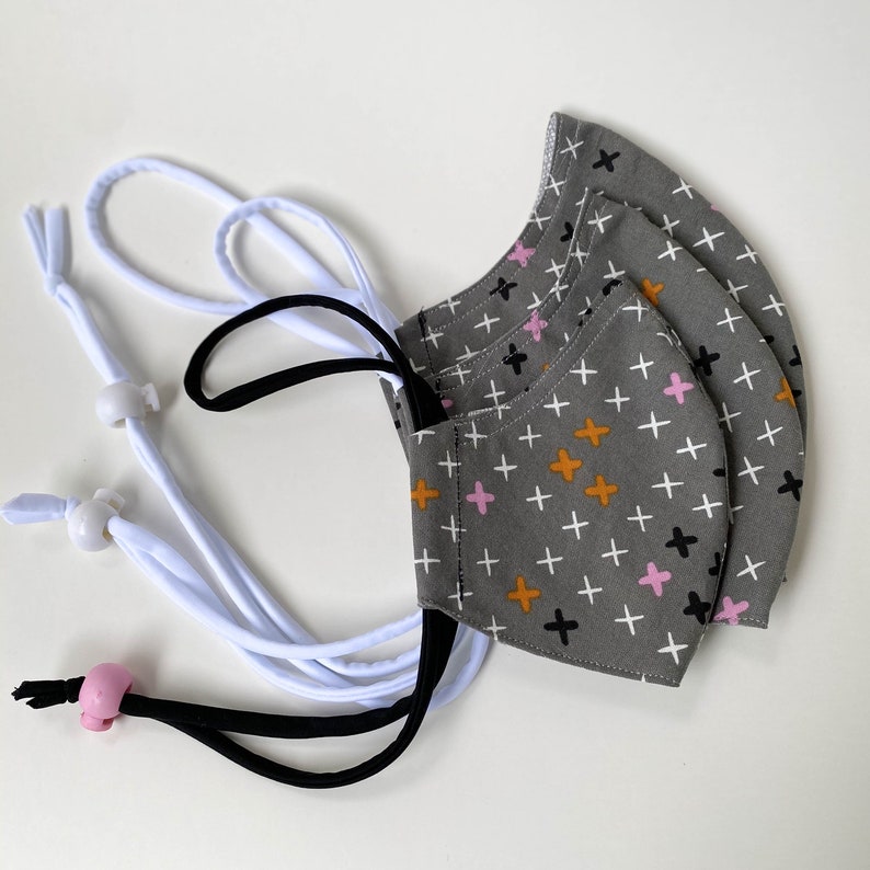 X es on Grey Premium Baumwolle Gesichtsmaske mit Filtertasche und abnehmbarem Nasendraht Latexfrei mit krawattenlosem Schiebeverschluss, No Earloops Bild 1