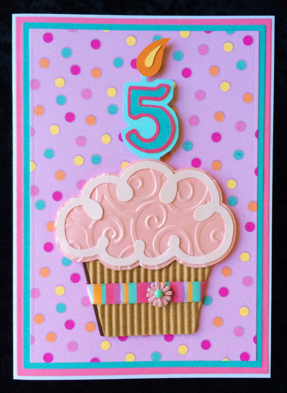 3d cupcake handmade birthday card1 2 3 4 5 year old girl