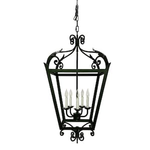Elegant Scroll Lantern, Wrought Iron, Handcrafted, Artisan Lighting