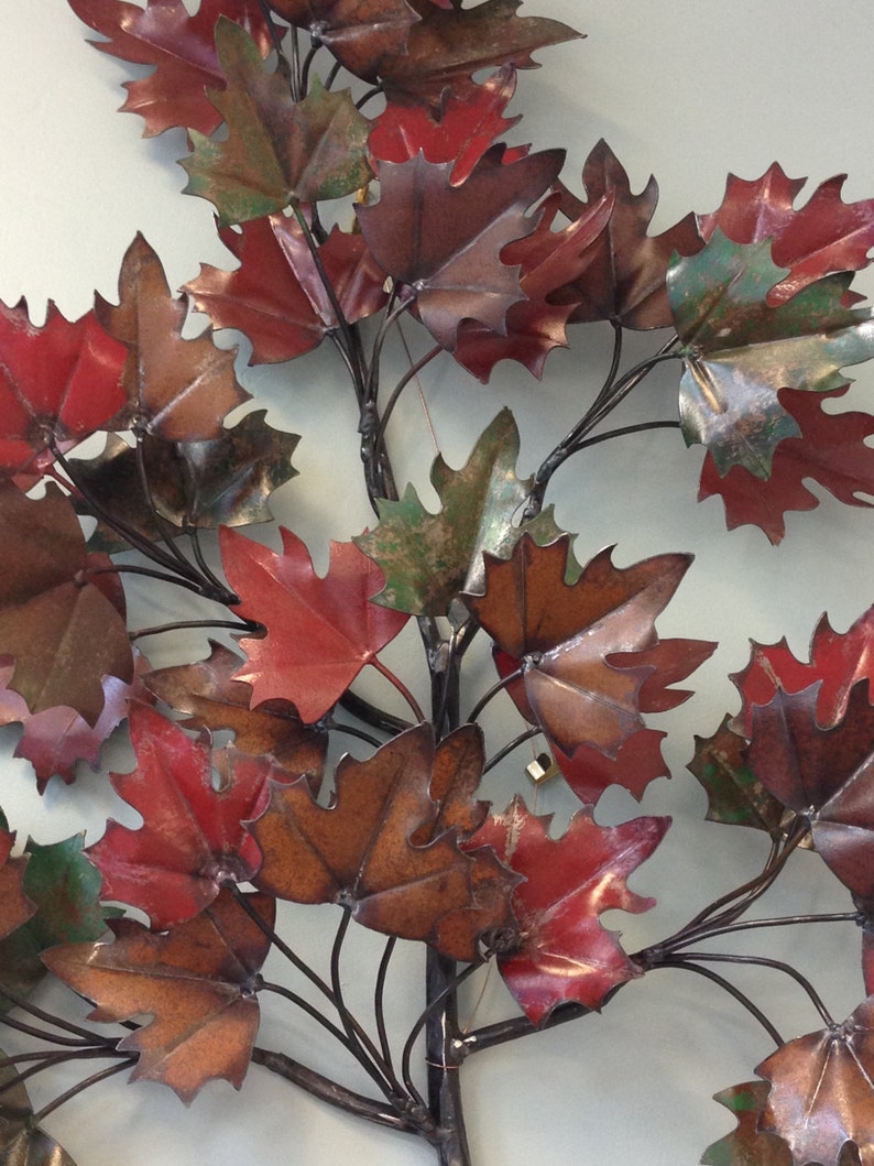 Metal Maple Leaf Branch Wall Hanging Medium Size Etsy