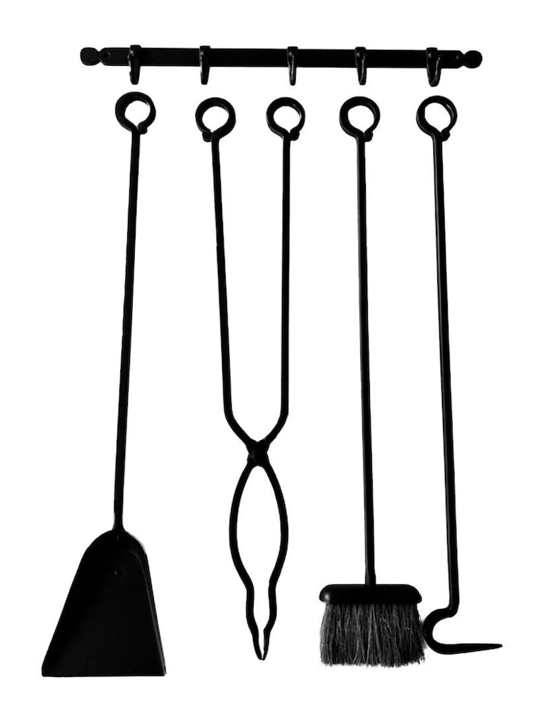 Minimalist Fireplace Tool Set W Wall Mount Lifetime Guarantee Etsy