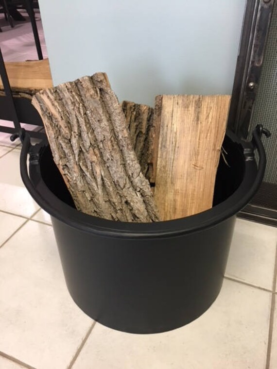 Round Metal Firewood Bucket Handmade Home Decor Etsy