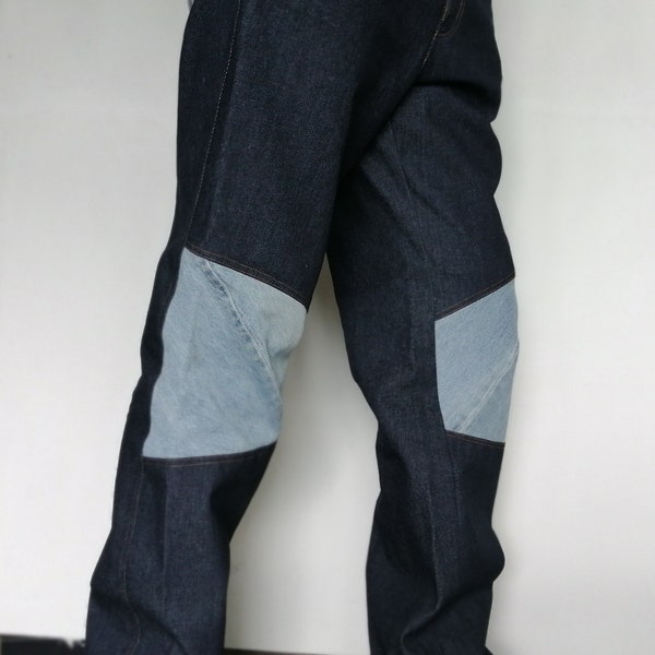 Mens Patchwork Jeans Etsy