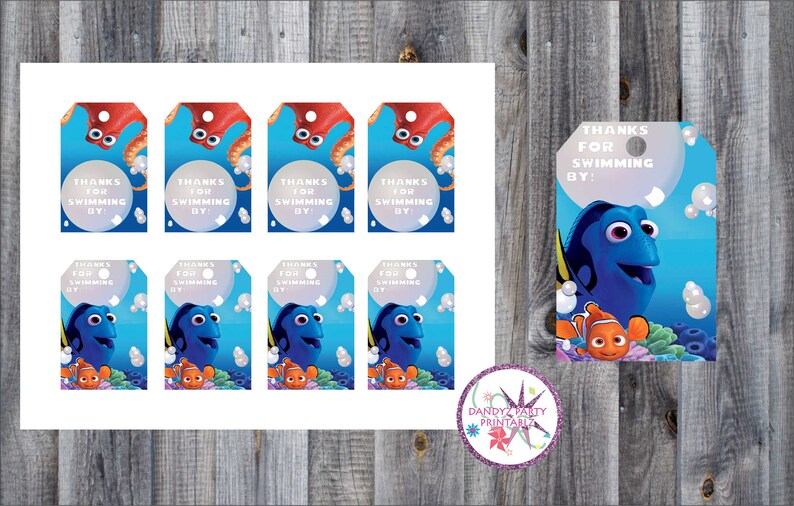 Finding Dory Thank you tags INSTANT DOWNLOAD Party supplies | Etsy