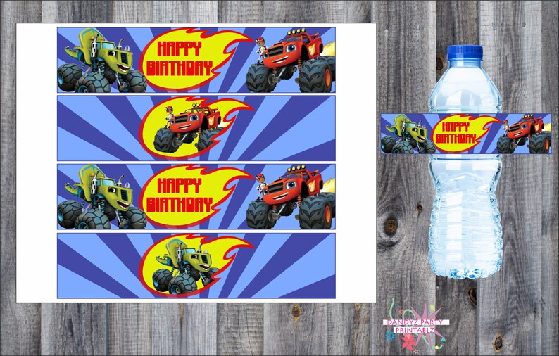 Blaze Birthday Water Bottle Labels | Etsy