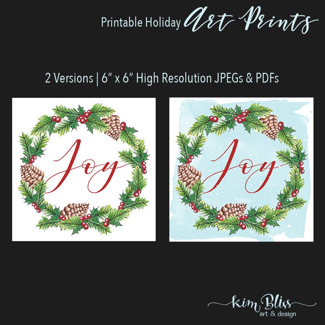 Printable Holiday Art Print JOY Christmas Printable 2 - Etsy