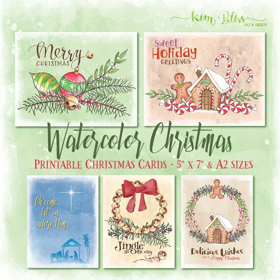 Printable Christmas Cards Instant Download Holiday Cards Etsy