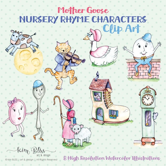 Digital Clip Art: Mother Goose Nursery Nursery rhyme pillow | Etsy