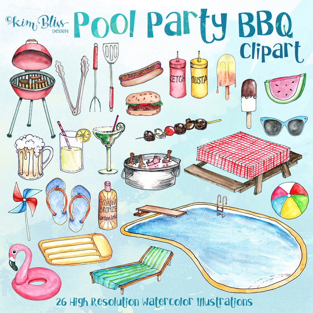 Pool Party Bbq Clip Art
