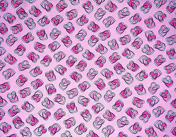 Fabric 100 Cotton Pink Hearts On A Pink Background 100cm 1 Etsy