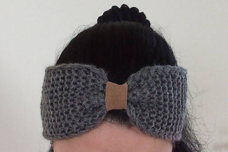 Hand Knitted Turban Grey Ear Warmer Womens Knit Headband College Student Gift Buy 2 get 1 Free