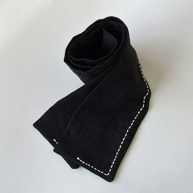 Linen Scarf for Men Groomsmen Gift Black Linen Summer Scarf Etsy