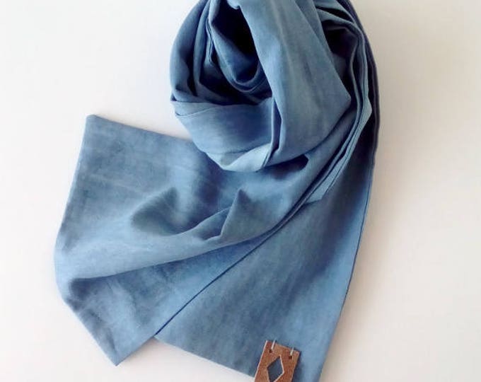 Cotton Mens Scarf Light Blue Summer Scarf Classic Scarf for Etsy