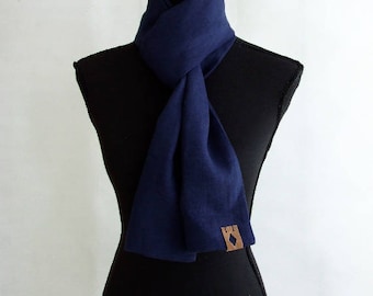 Cadeau voor hem, Linnen Zomer sjaal, Navy Blue Linnen sjaal voor mannen, Boyfriend Gift, Groom Gift