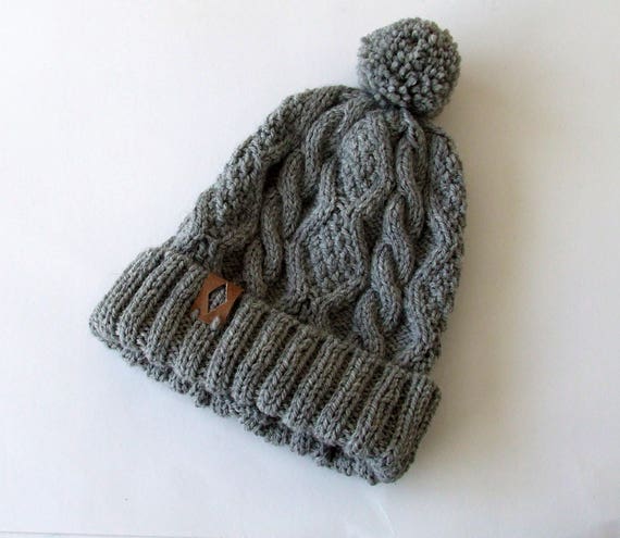 mens grey cable knit hat