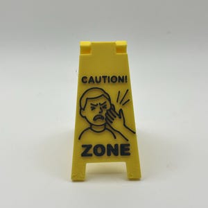 Funny Mini Caution Zone Desk Sign – Slap Zone Gag Gift – Office Humor Decor – Passive Aggressive Coworker Warning