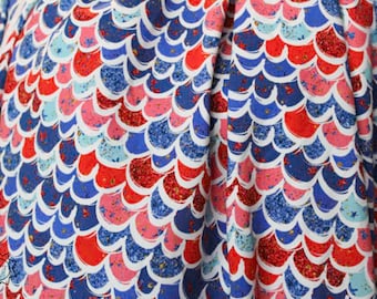 Patriotic Mermaid Scales Red White Blue | Cotton Lycra | in stock, ready to ship, super soft, custom fabric