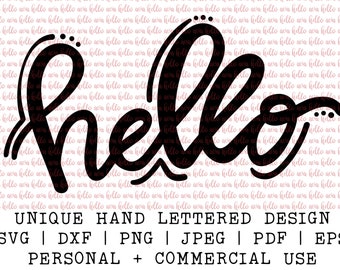 hello digital download, handlettered design, cut file, print file, svg, dxf, png, jpeg, pdf, eps, hello cut file, hello clip art, cricut