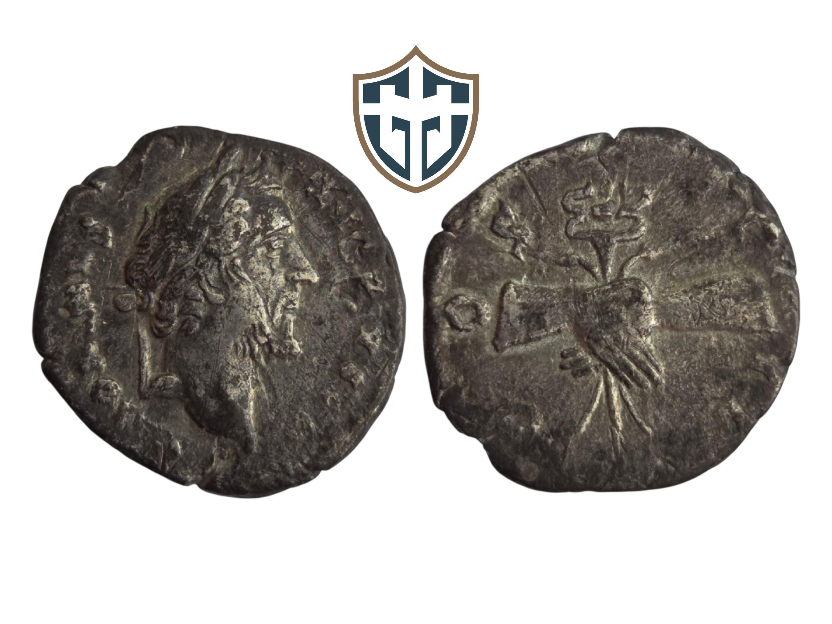 アントニヌス・ピウスのローマ時代の銀貨デナリウス、紀元138～161年頃