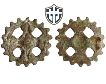 Bronzen Angelsaksische tandradbroche circa 9e eeuw na Christus, metaaldetectievondst, geschiedeniscadeau, vintage