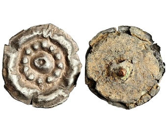 Silver foil covered Anglo-Saxon stud circa 7th century AD, metal detecting find, history gift, Vintage, Christmas gift
