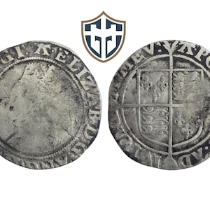 Queen Elizabeth I silver hammered Shilling coin circa 1582-1584 AD, metal detecting find, history gift, Vintage, Tudor