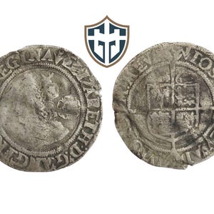 Queen Elizabeth I Tudor silver hammered Sixpence coin circa 1565 AD, metal detecting find, history gift, Vintage