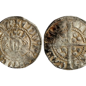 King Edward I Medieval silver hammered penny coin circa 1279-1307 AD, Canterbury mint, metal detecting find, history gift, Vintage