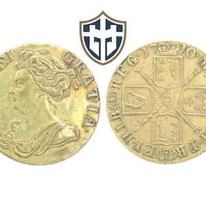 Queen Anne brass milled guinea forgery coin circa 1710 AD, metal detecting find, history gift, Vintage