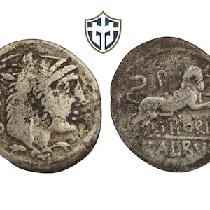 L. Thorius Balbus silver roman republican Denarius coin circa 105 BC, metal detecting find, history gift, Vintage