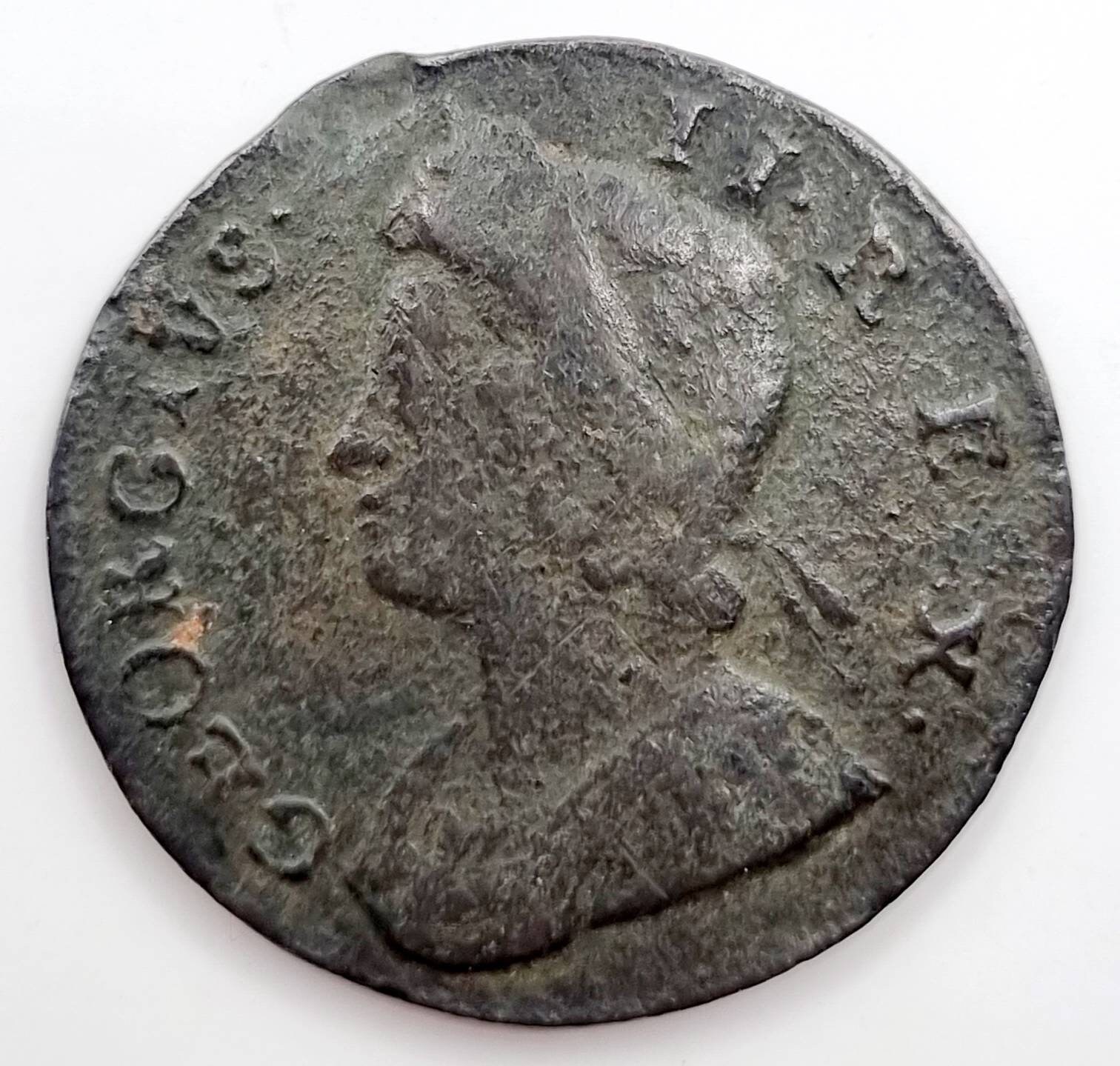 King George II Copper Halfpenny Coin Circa 1735 AD, Metal
