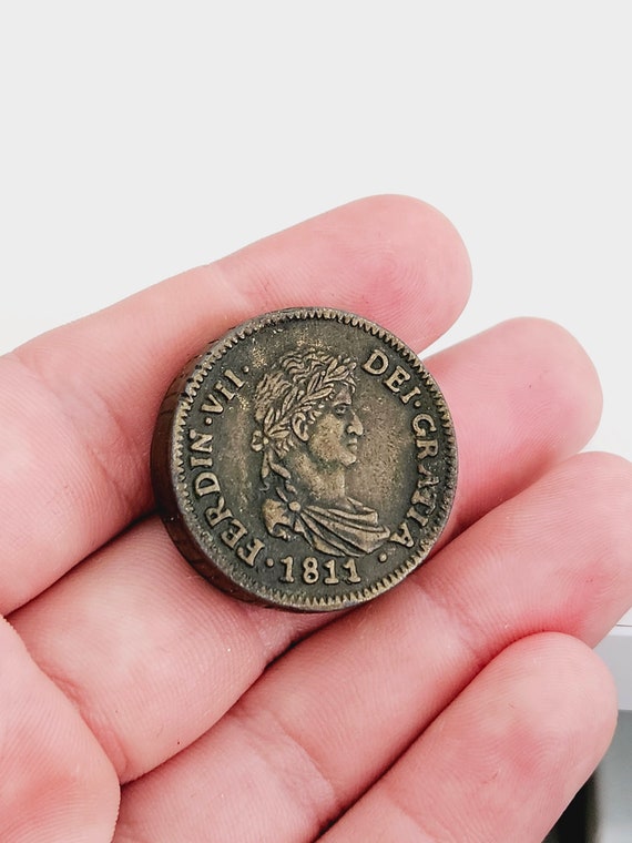 フェルナンド 7 世スペイン銅貨 8 レアル重量? 1811 年頃、歴史ギフト