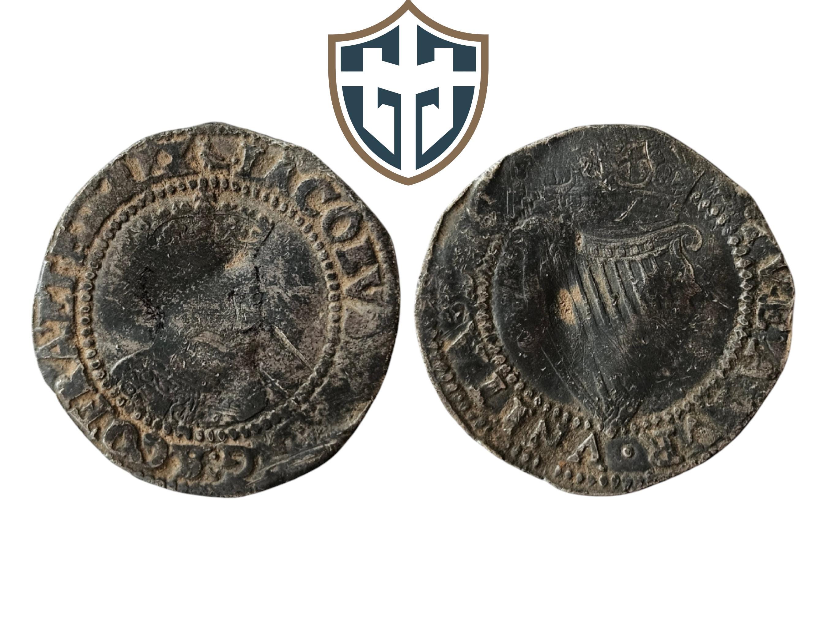 ジェームズ1世のアイルランドの銀製ハンマー打ち6ペンス硬貨、紀元1603