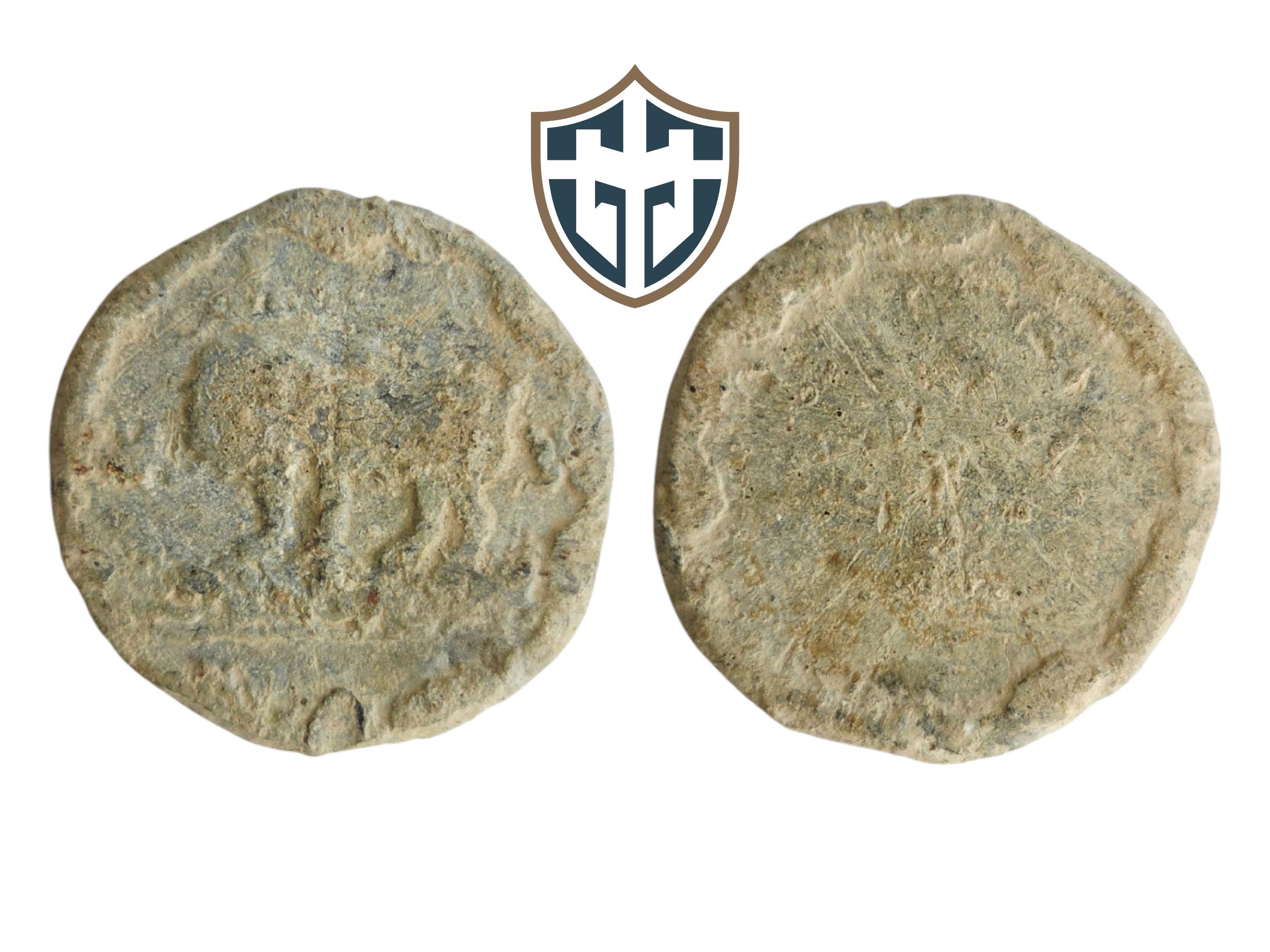 Large Medieval-post Medieval Lead Token With Zoomorphic Lion Motif ...