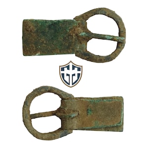 Copper alloy Medieval buckle and plate circa 13th-14th century AD, metal detecting find, history gift, Vintage