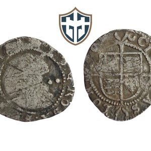 Queen Elizabeth I Tudor silver hammered Halfgroat coin circa 1600 AD, metal detecting find, history gift, Vintage