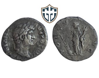 トラヤヌス帝時代の銀製ローマデナリウス貨、紀元98～117年頃