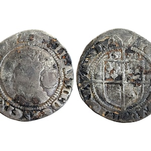 Queen Elizabeth I silver hammered Sixpence coin circa 1570 AD, metal detecting find, history gift, Vintage, Tudor
