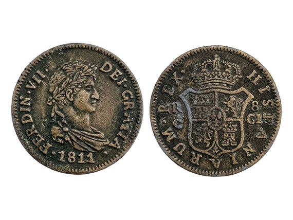 フェルナンド 7 世スペイン銅貨 8 レアル重量? 1811 年頃、歴史ギフト