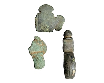 X3 Bronzen Angelsaksische brochefragmenten circa 500-600 AD, metaaldetectievondsten, geschiedenisgeschenk, Vintage