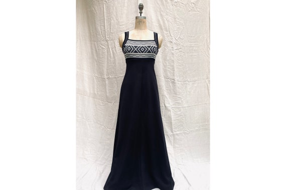 Vintage 70's Maxi Dress / 1970's Black Maxi Dress