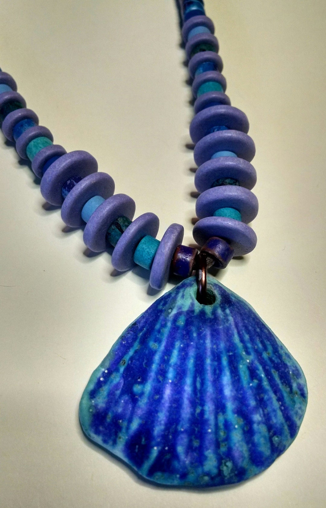 Ceramic Seashell Pendant Necklace Etsy