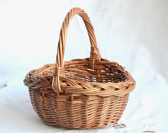 Cesta de mimbre para niños ovalada, cesta de Pascua, cesta de caza de huevos, cesta de niña de flores pequeña, cesta rústica pequeña, cesta de boda, mini cesta de mimbre