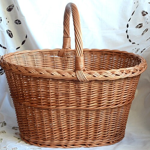 Oval Wicker Basket Picnic Basket With Handle Oval Basket Etsy