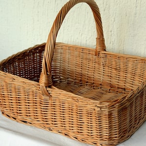 Large Rectangular Wicker Basket, Display Basket, Large Gift Basket, Rectangular Basket High Handle,Large Basket with Handle Gathering Basket