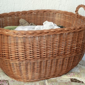 Wicker Laundry Basket, Handwoven Storage Basket, Laundry Hamper Basket, Willow Log Basket, Firewood Basket, Wicker Crate, Basket Two handles