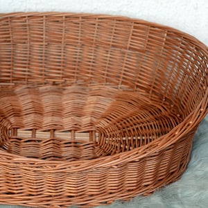 Wicker Dog Bed, Medium Dog Basket, Pet Bed, Dog/Cat Basket, Pet Basket Natural Material Dog Bed Wicker Dog Basket Willow Dog Basket Dog Gift image 1