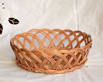 Handwoven Wicker Basket,  Fruit Basket, Bread Basket, Egg Basket, Easter Basket Display Basket, Bohemian Decor, Table Centerpiece Rustic