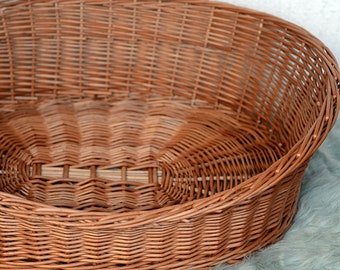 Wicker Dog Bed, Medium Dog Basket, Pet Bed, Dog/Cat Basket, Pet Basket Natural Material Dog Bed Wicker Dog Basket Willow Dog Basket Dog Gift